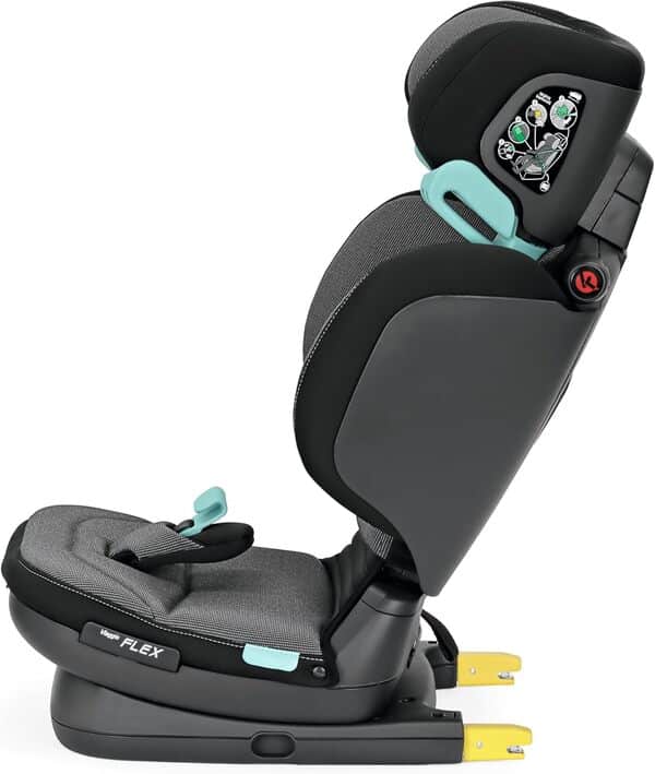 Peg Perego Viaggio Flex Siège Auto ISOFIX avec Technologie Avancée, Inclinable, Pliable, Dossier Renforcé, pour Enfants de 100 à 150 cm (3-12 ans), 15-36 kg, Crystal Black