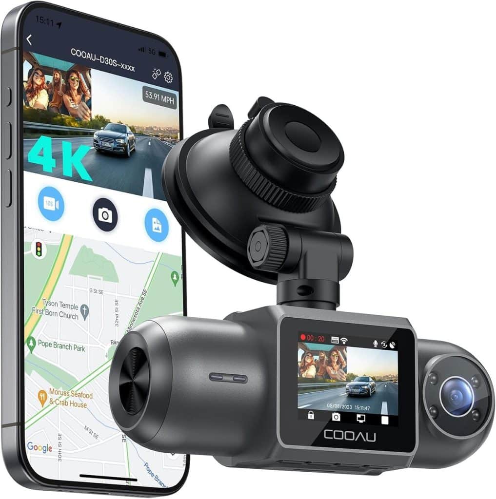 Test de la dashcam COOAU D30S 4K avec GPS et Wi-Fi