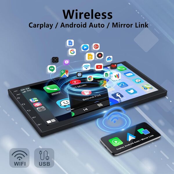 【8 Cœurs 4+64G】 Hodozzy Carplay Android Autoradio 2 Din avec GPS Écran Tactile de 7 Pouces, Poste Radio Voiture Bluetooth avec Android Auto/DSP/WiFi/RDS/FM/USB+Caméra de Recul