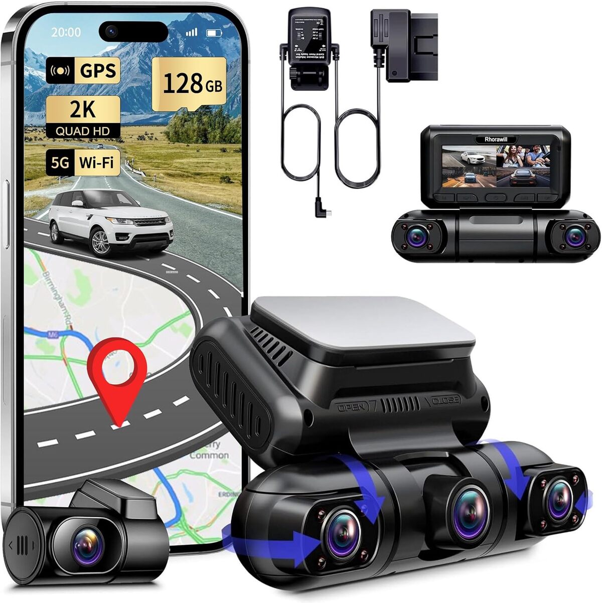 Test dashcam Rhorawill 4-canaux : vision 360° et détecteur de mouvement