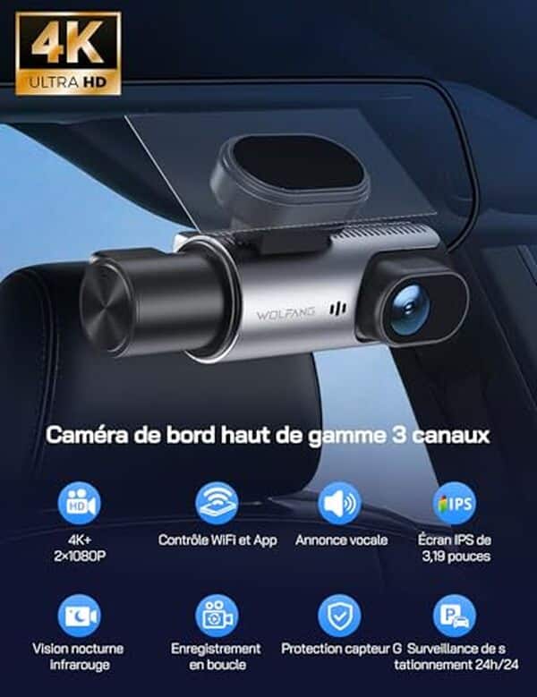 Découvrez notre test détaillé de la dashcam Wolfang 4K triple canal : qualité vidéo, fonctionnalités et performances pour sécuriser vos trajets.