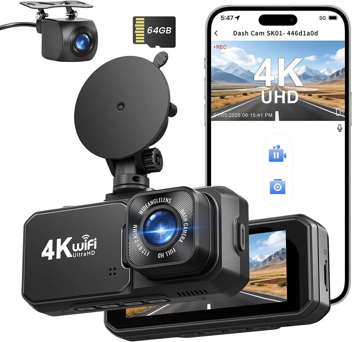 Test de la dashcam Rmana 4K+1080P avec WiFi et mode stationnement