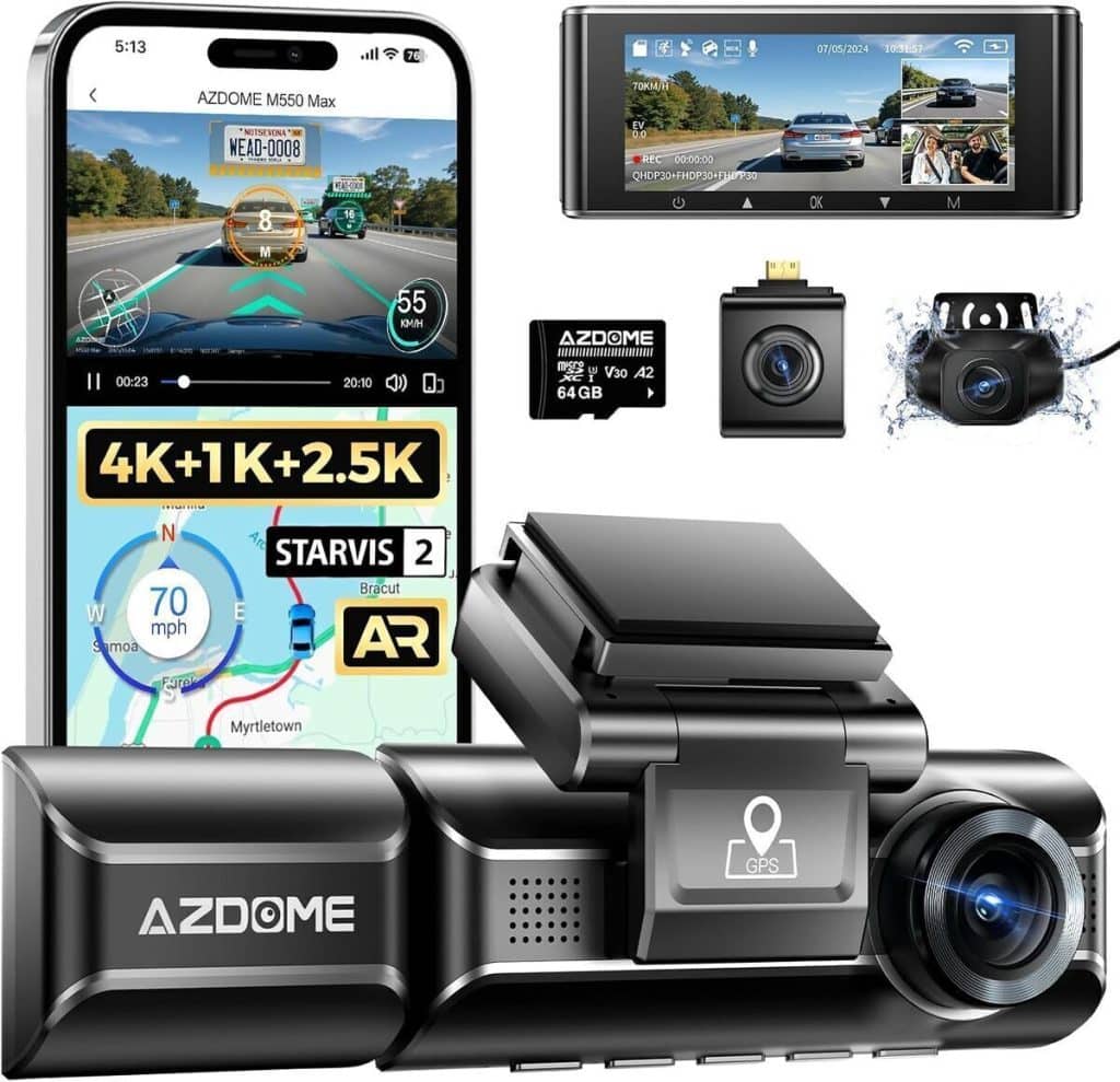 Test de la dashcam AZDOME 4K triple caméra