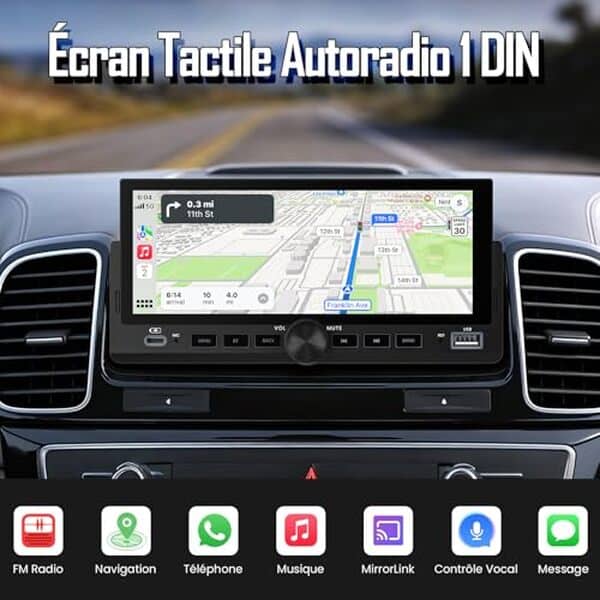 Découvrez notre test complet de l'autoradio 1 DIN avec CarPlay, écran tactile et caméra de recul. Avis, prix et caractéristiques techniques pour bien choisir.