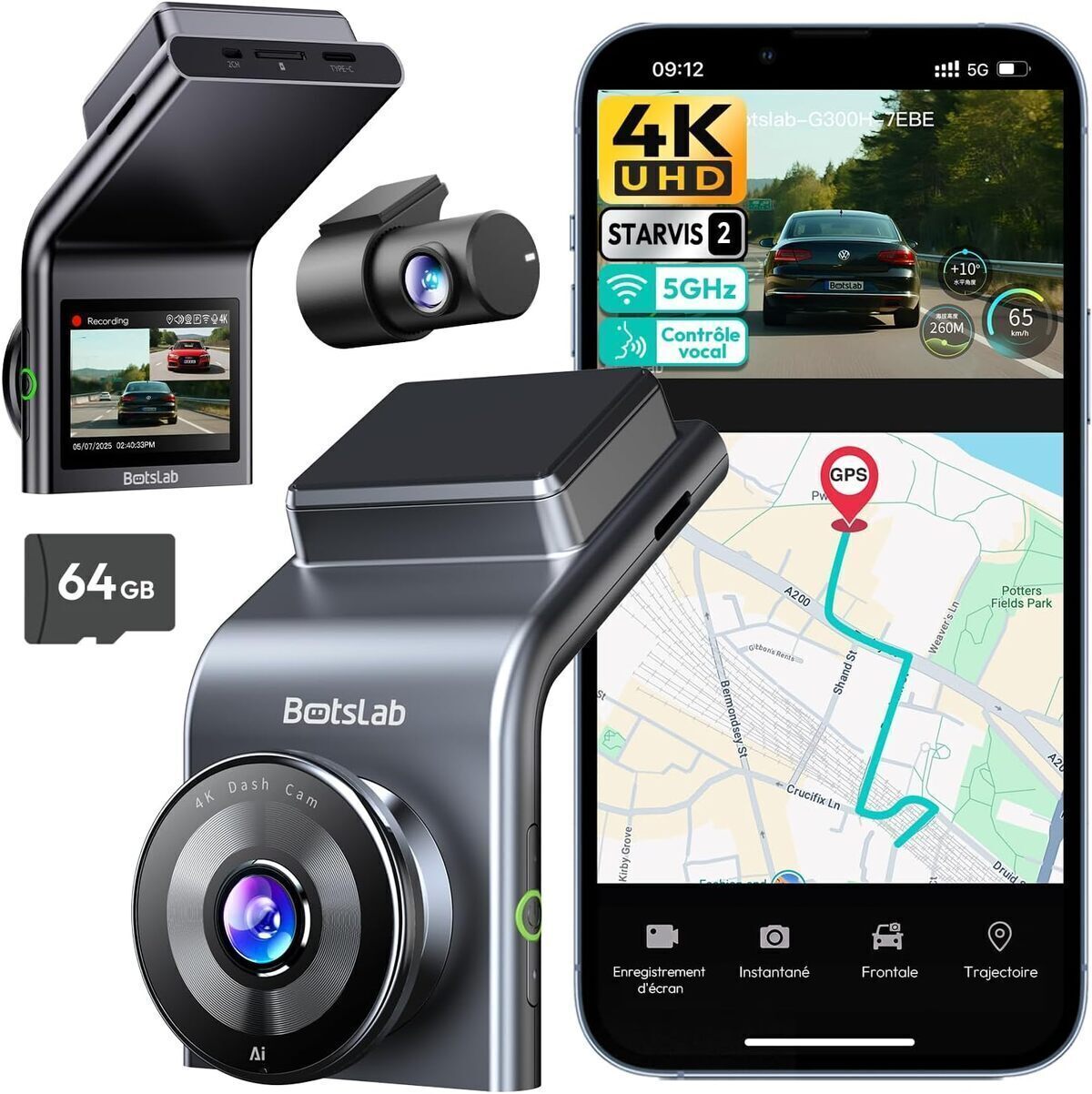 Test de la dashcam BOTSLAB 4K avec GPS et vision nocturne