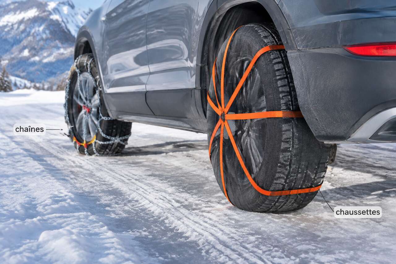 Efficacité sur neige, verglas et route mouillée : chaînes vs chaussettes Efficacité sur neige, verglas et route mouillée : chaînes vs chaussettes
