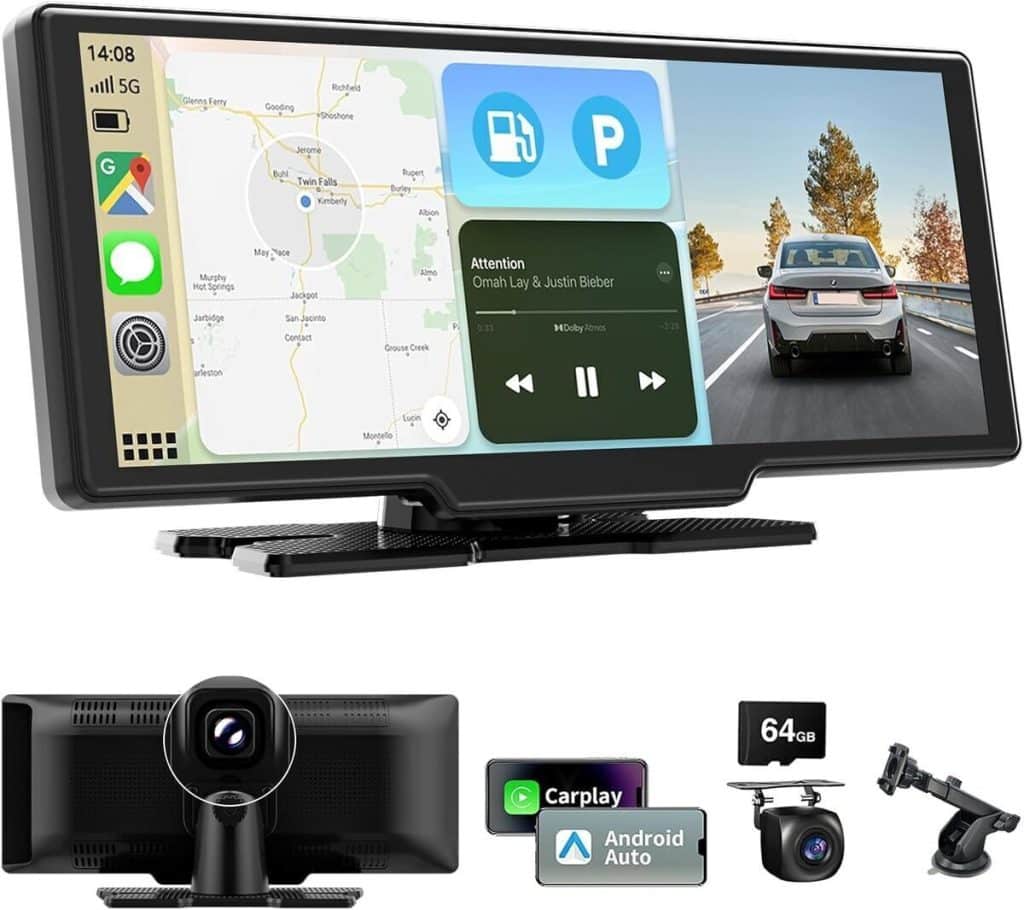 Test de l'autoradio Carplay 10, 26 pouces avec double caméra et bluetooth