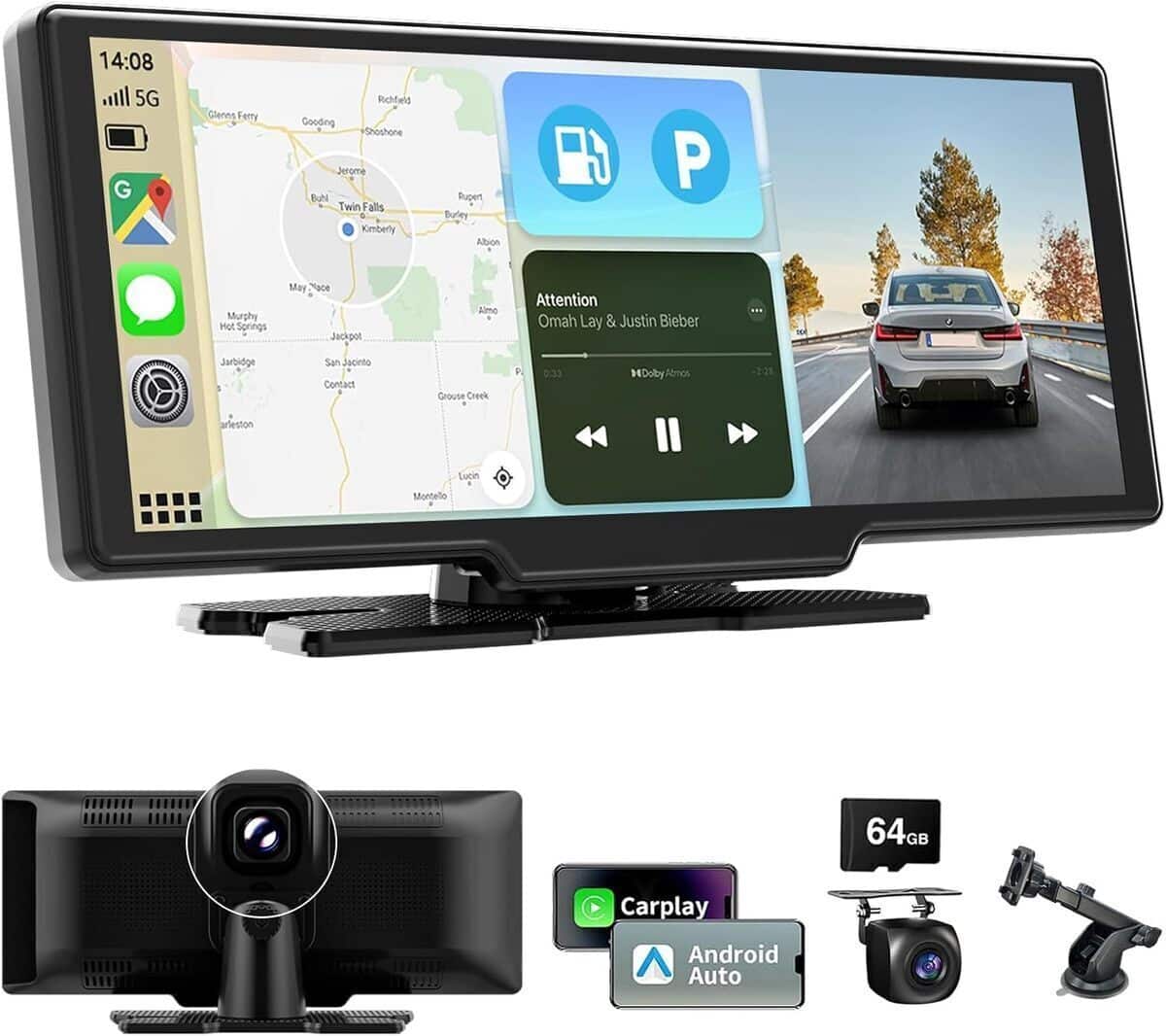 Test de l'autoradio Carplay 10, 26 pouces avec double caméra et bluetooth
